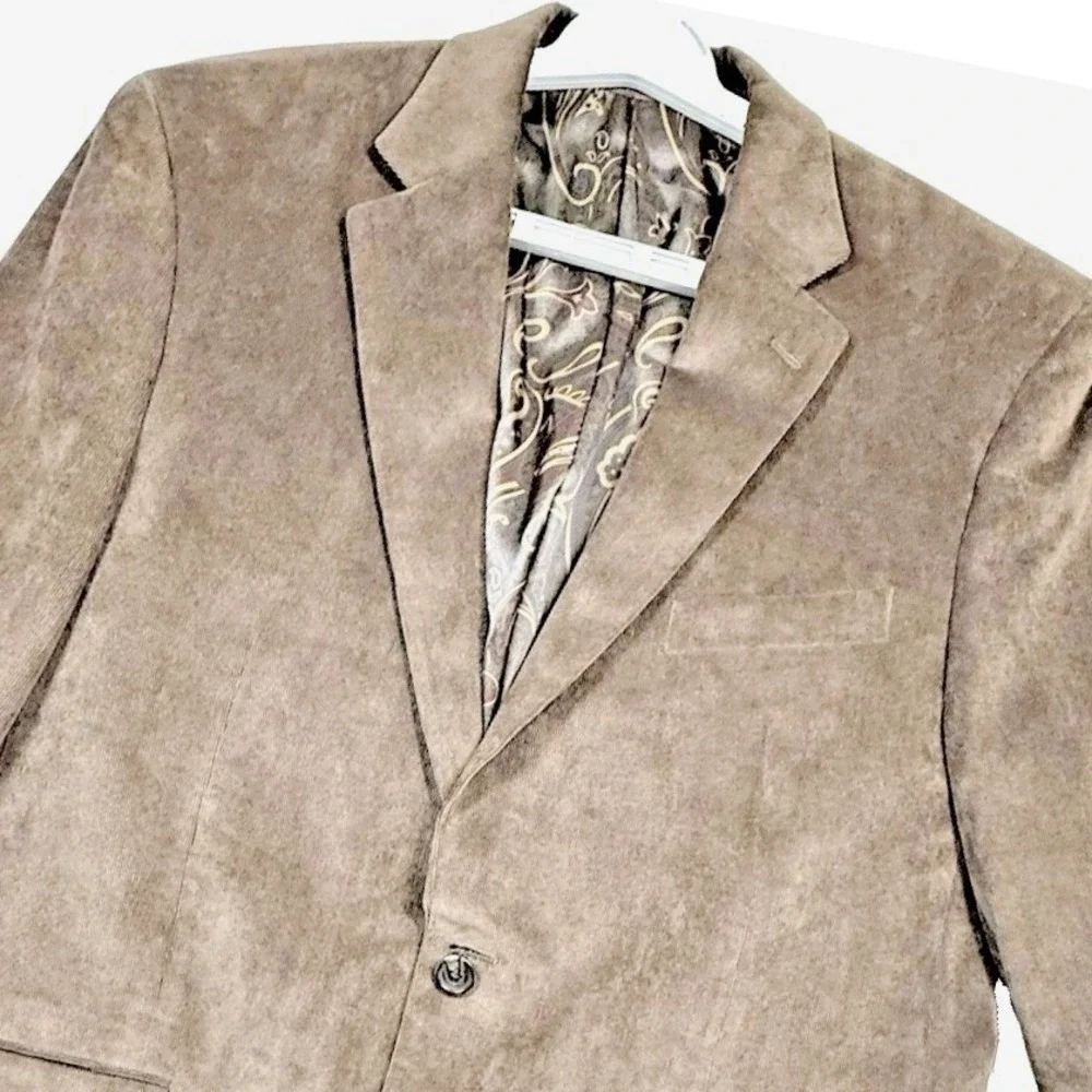 Lauren Ralph Lauren Corduroy Blazer Sports Coat Mens 42R Paisley Brown Jacket